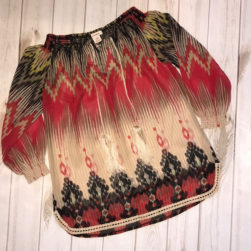 NWOT Sundance Silk Sheer Peasant Top